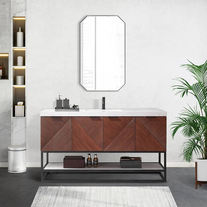 Mahon Single Bath Vanity with Composite Stone Top without Mirror