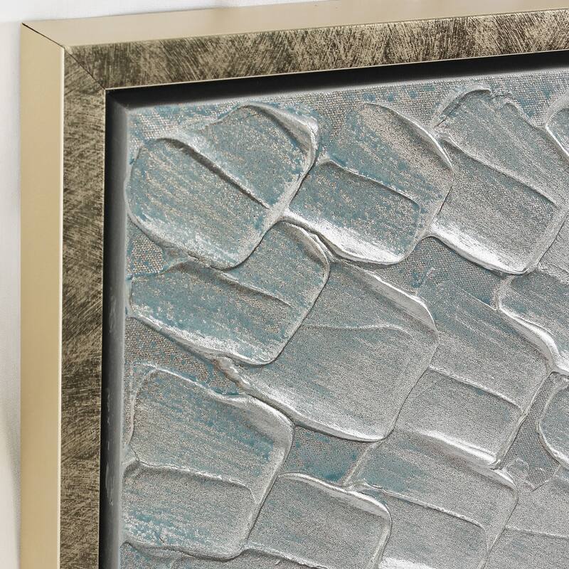 Silver Ice Textured Metallic Hand Painted Framed Canvas Wall Art, Set and Single