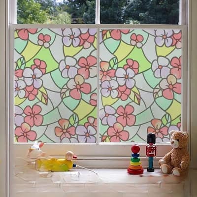 DCP Self-adhesive Flower world Window Film，78.7*35.4 - 78.7*35.4in