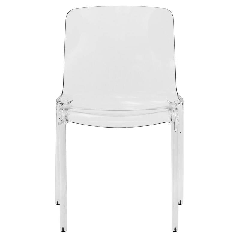 Stackable Plastic Dining Chair Set of 2 Modern Full Back Acrylic Transparent Side Chair