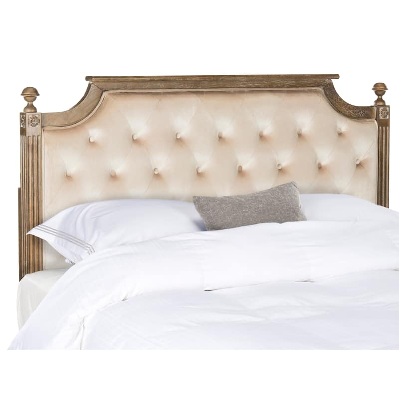 SAFAVIEH Desiderata Rustic Wood Tufted Headboard - Black/Beige - Queen
