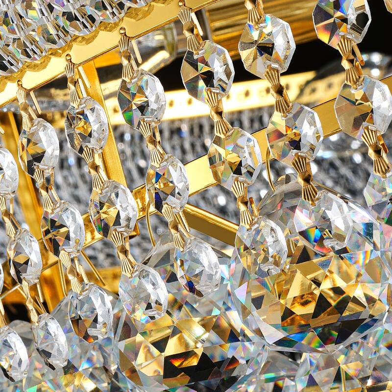 32-Inch Crystal Chandelier, 27-Light Ceiling Light with LED Bulbs - N/A