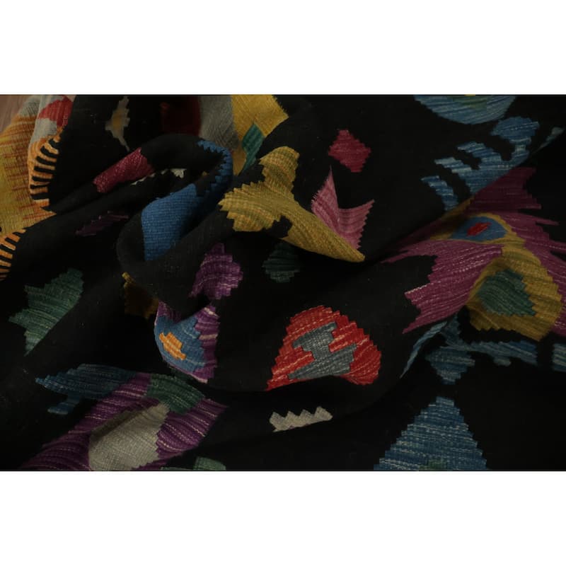 Hand Woven Oriental 100% Wool Carpet Southwestern Tribal Multi-Colored Kilim Area Rug - 11' 6'' X 8' 2''
