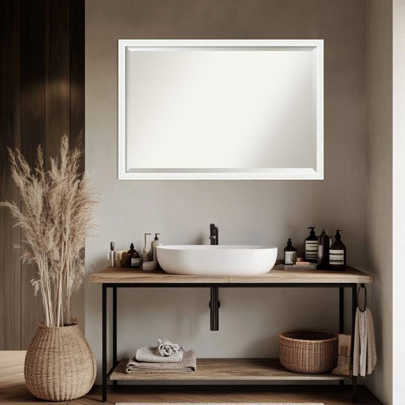 Bethany Beveled Wood Framed Bathroom Vanity Wall Mirror