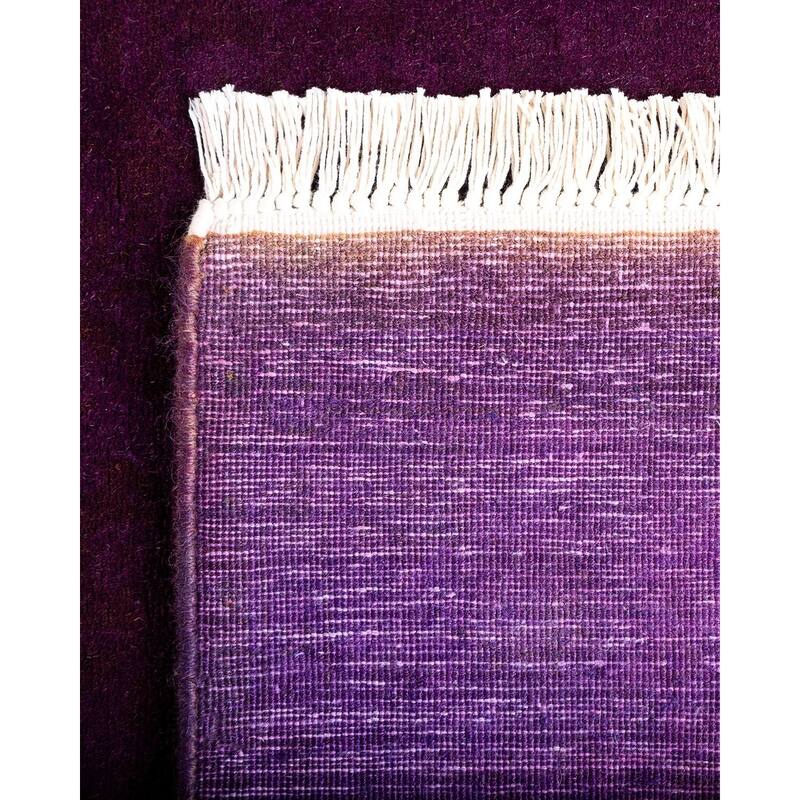 Overton Hand Knotted Wool Vintage Inspired Modern Contemporary Overdyed Purple Runner Rug - 2' 7" x 24' 1"