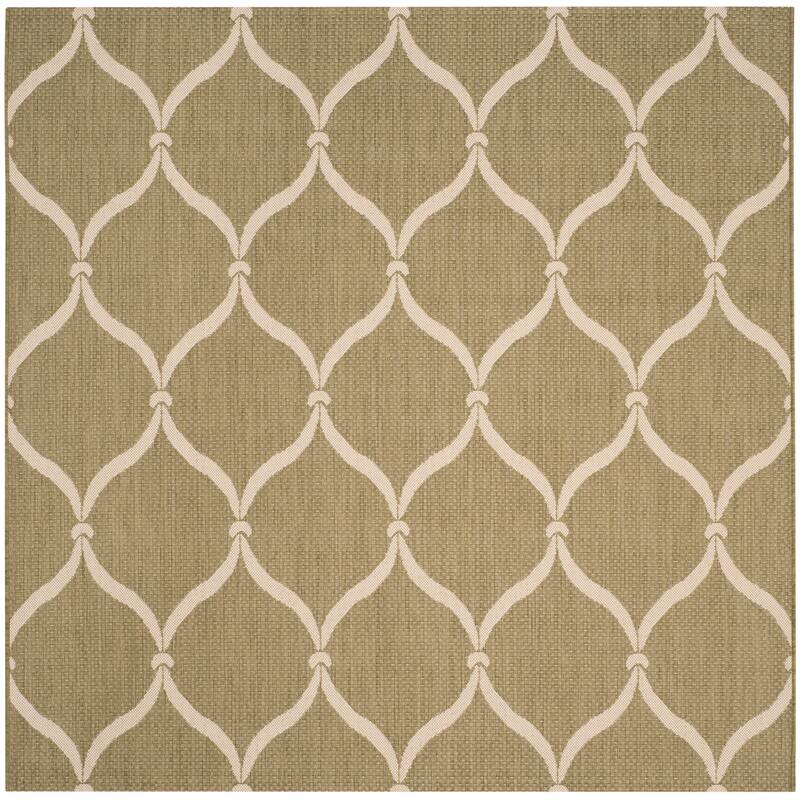 SAFAVIEH Courtyard Liya Indoor/ Outdoor Waterproof Patio Backyard Rug - 6'7" Square - Green/Beige