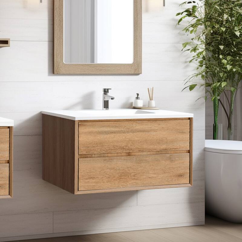 Prismella 24" 30'' Wall Mounted Bathroom Vanity with Top, Floating Cabinet Sink Combo