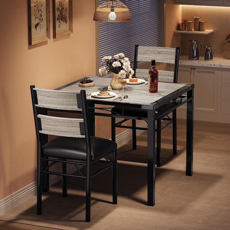 3-Piece Modern Space-Saving Dining Table Set for Small Space, Dining Room, Apartment