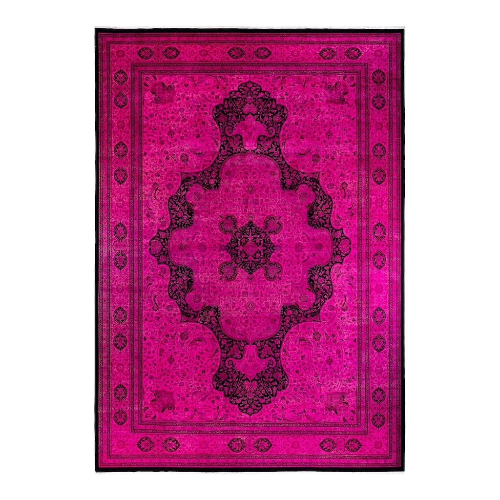 Overdyed, One-of-a-Kind Hand-Knotted Area Rug - Pink - 12' 5" x 17' 8"