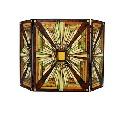 Tiffany-Style Mission Design 3-panel Fireplace Screen