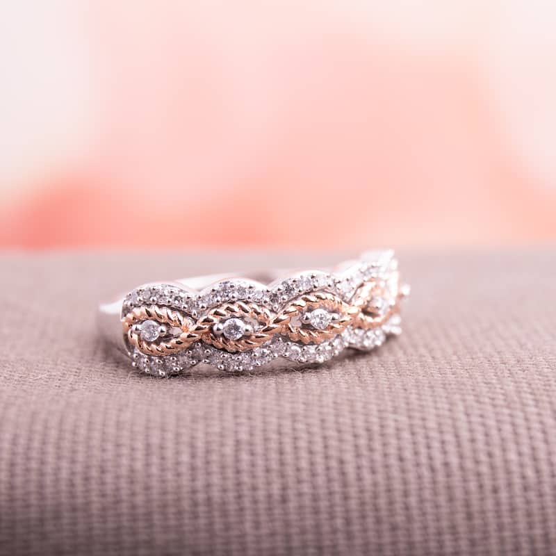 Miadora Signature Collection 2-Tone 10k Rose and White Gold 1/4ct TDW Diamond Infinity Anniversary Band