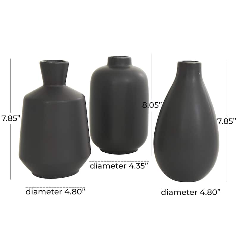 Ceramic Marble Inspired or Minimalist Decorative Vase - Set of 3 White, Gray, Cream, Black - Roche River Decor