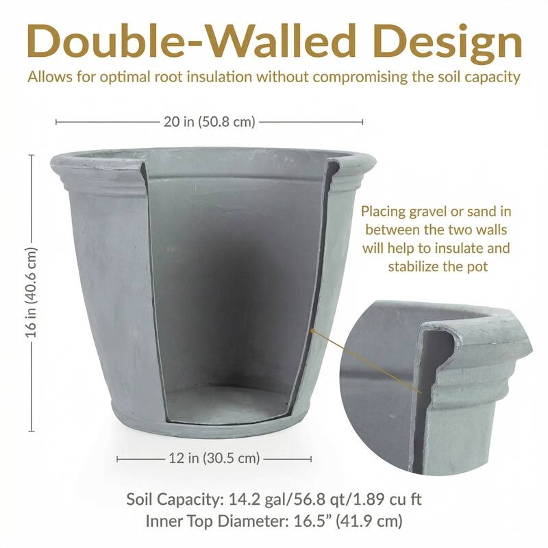 Sunnydaze Anjelica Outdoor Flower Pot Planter - 20-Inch - 2-Pack