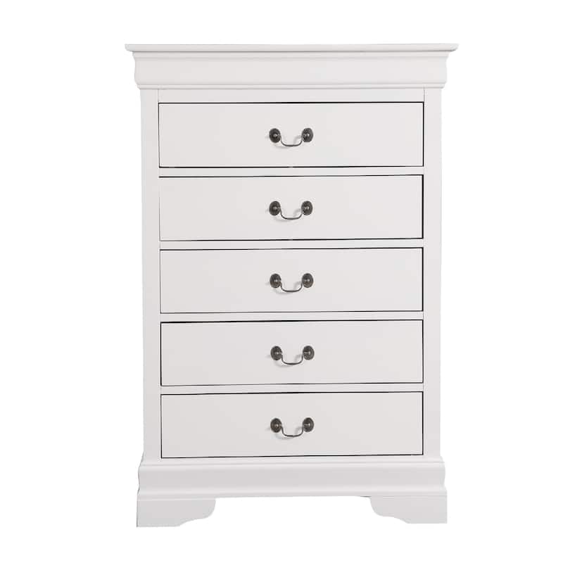 Wooden 5-Dovetailed Drawer Bedroom Chest - 48" - White