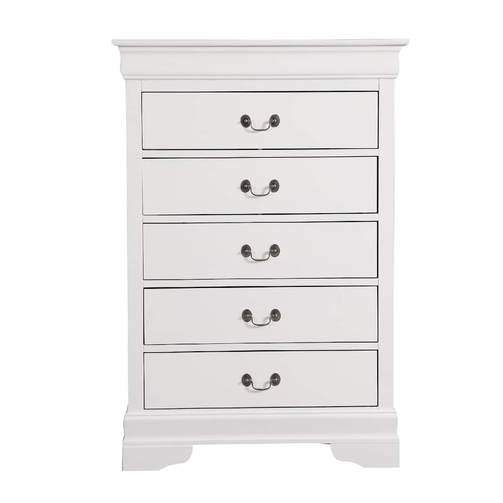Wooden 5-Dovetailed Drawer Bedroom Chest - 48" - White
