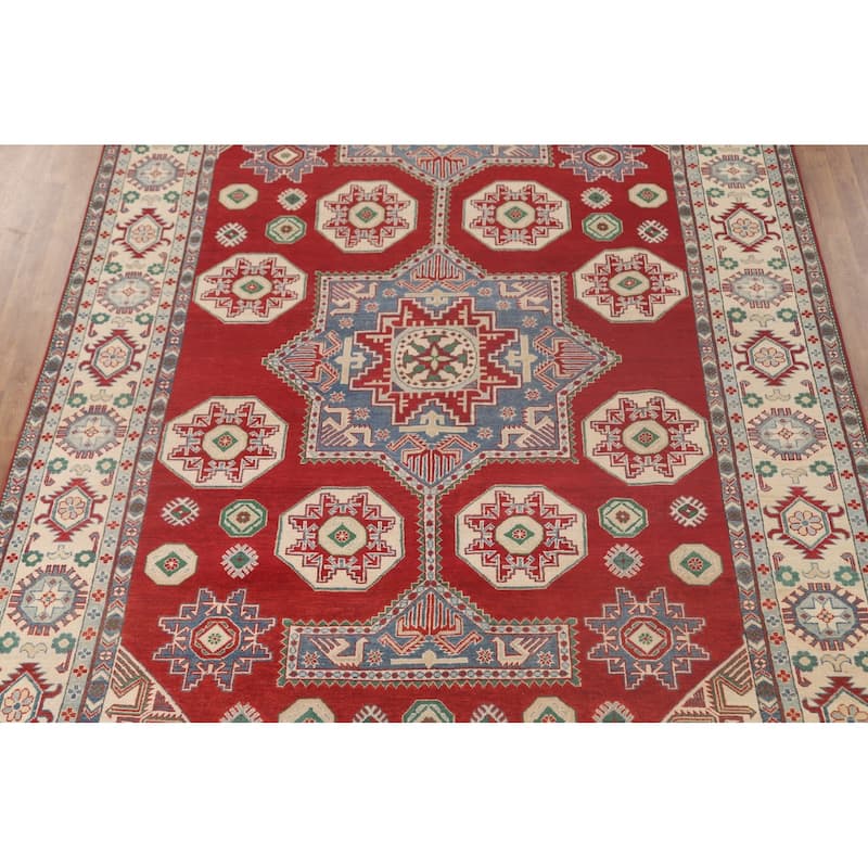 Red Kazak Oriental Area Rug Hand-Knotted Wool Carpet - 8'6"x 11'6"