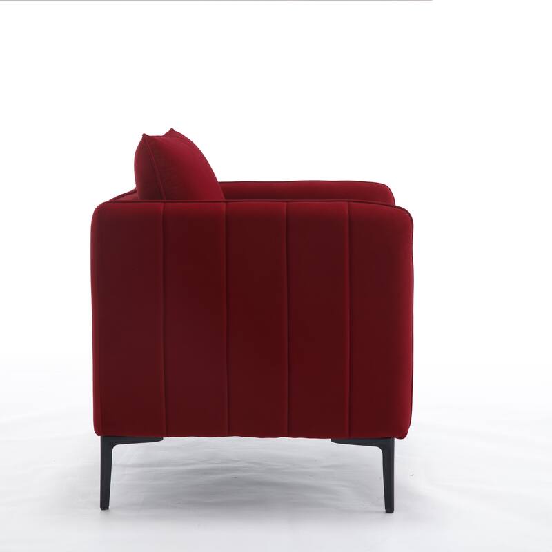 Velvet Mid-Century Modern Accent Chair with Metal Legs and Included Pillow