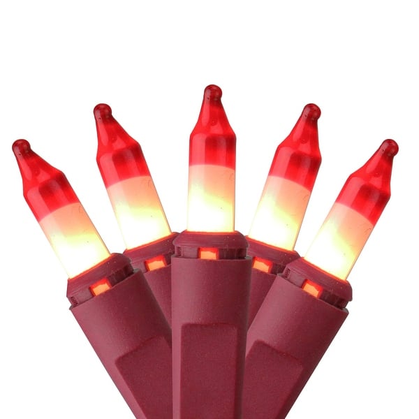 Set of 50 Peppermint Twist Red White Mini Christmas Lights Red Wire