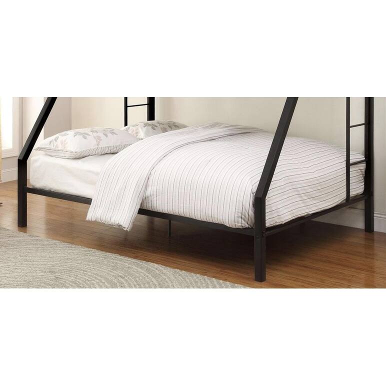 Sandy Black Twin XL/Queen Metal Bunk Bed with Ladder and Guard Rail