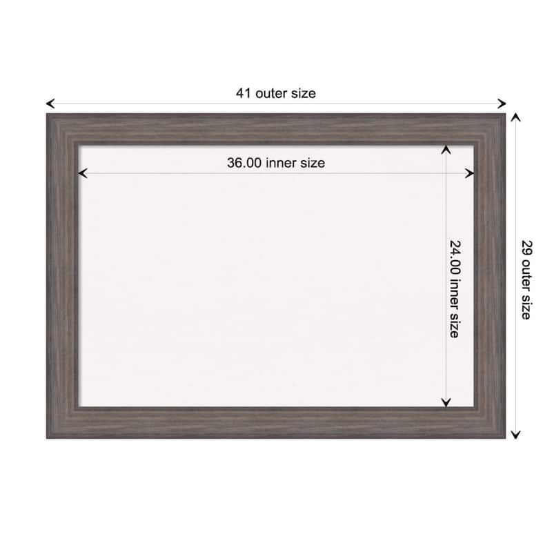 Country Barnwood Wood Framed White Corkboard Bulletin Board - Board Size 36x24
