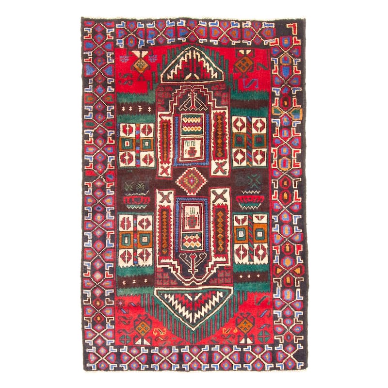 ECARPETGALLERY Hand-knotted Teimani Red Wool Rug - 2'8 x 4'6