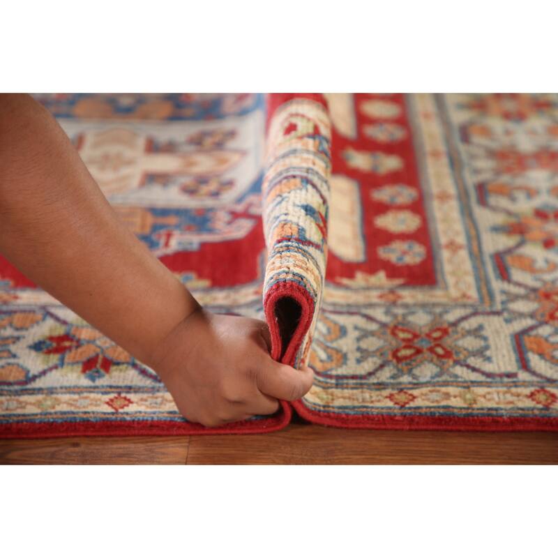 Red Kazak Rug Handmade Traditional Wool Carpet - 3'1"x 5'0"