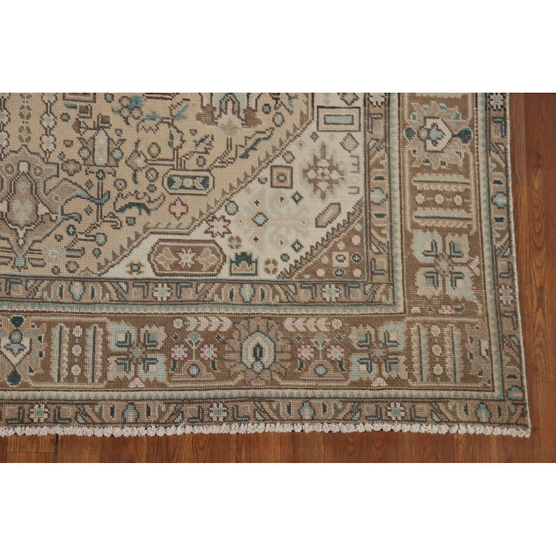 Tabriz Vintage Persian Area Rug Hand-Knotted Wool Carpet - 6'5" x 9'5"
