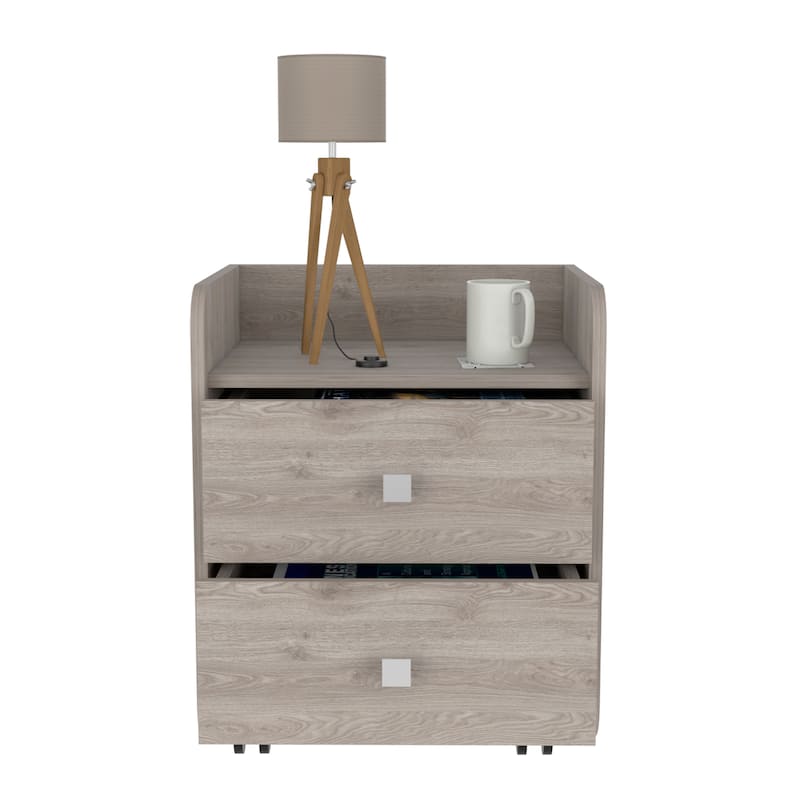 Aura Nightstand with 2 Drawers and 4 Casters