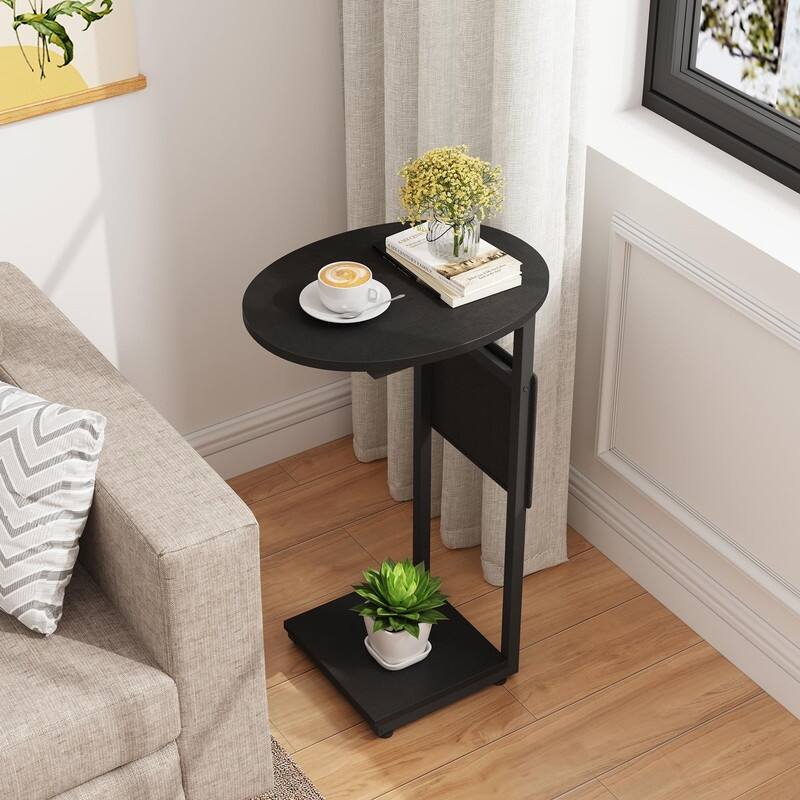 C Shaped End Table - 15.7"D x 12.6"W x 25.6"H