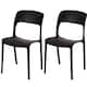 Modern Molded Plastic Outdoor Dining Chair with Open Curved Back - Set of 2 Black