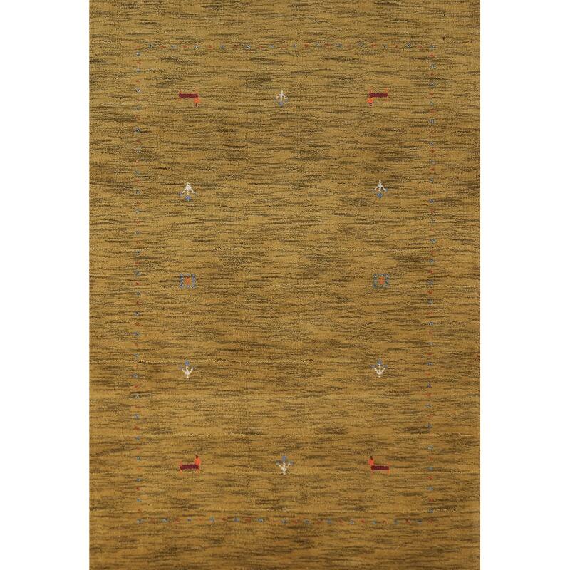 Green Gabbeh Indian Foyer Rug Handmade Wool Carpet - 2'11" x 4'10"