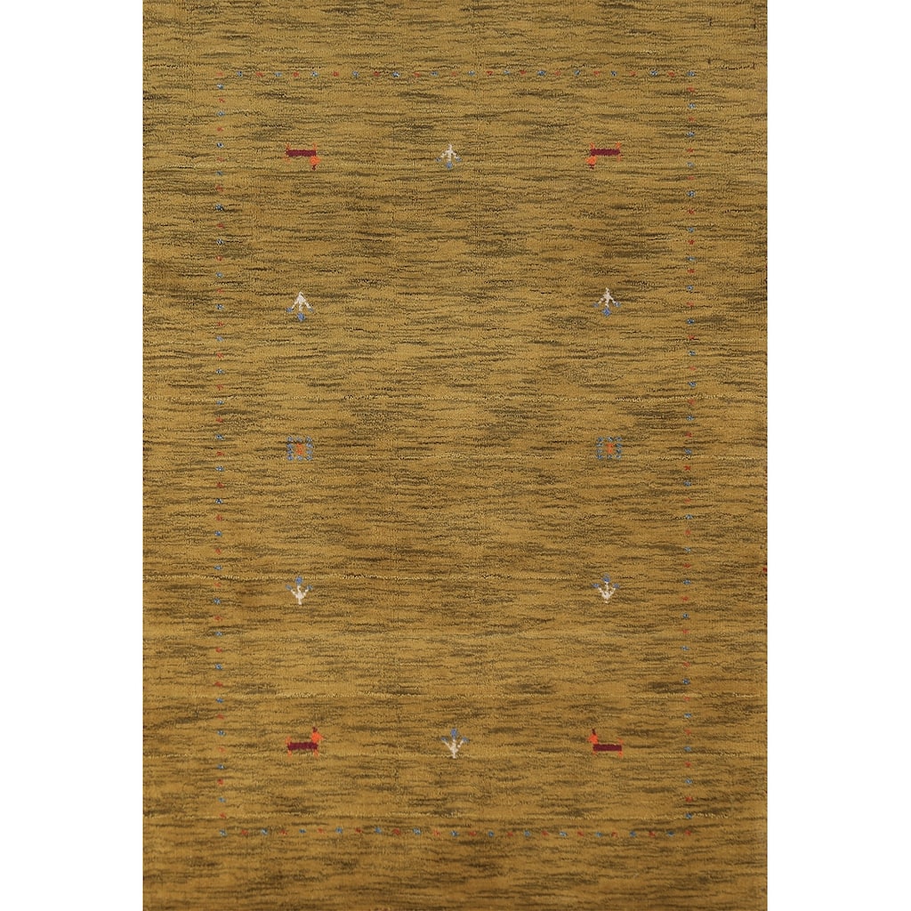 Green Gabbeh Indian Foyer Rug Handmade Wool Carpet - 2'11" x 4'10"