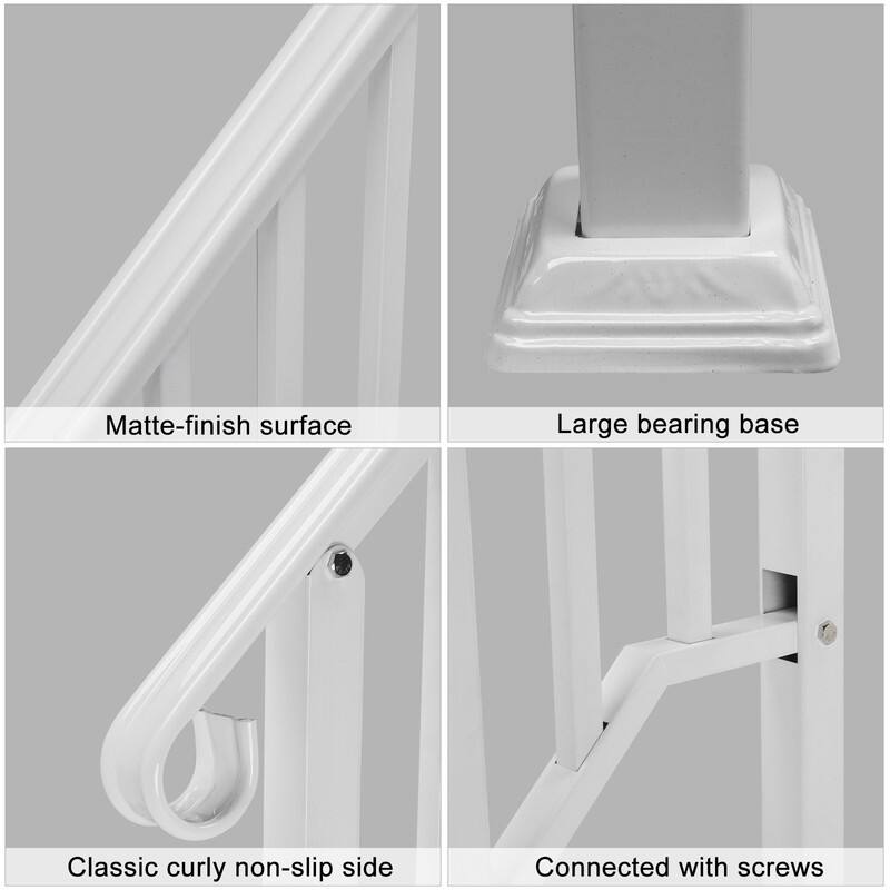 Outdoor Wrought Iron Handrail - White