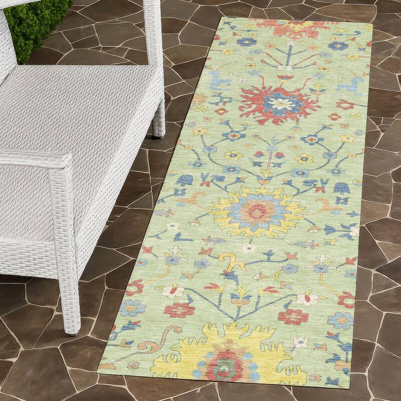 Machine Washable Indoor/ Outdoor Global Dillon Chantille Rug - Mint - 2'3" x 7'6"