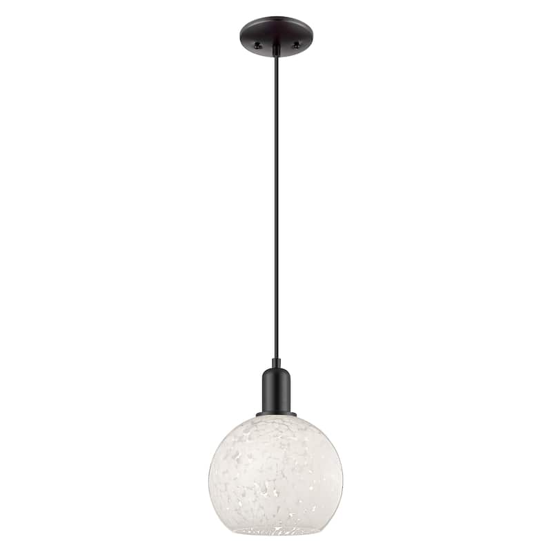Innovations Lighting Endless Possibilities Arcadia - White Mouchette - 1 Light 8" Cord Hung Mini Pendant - Matte Black