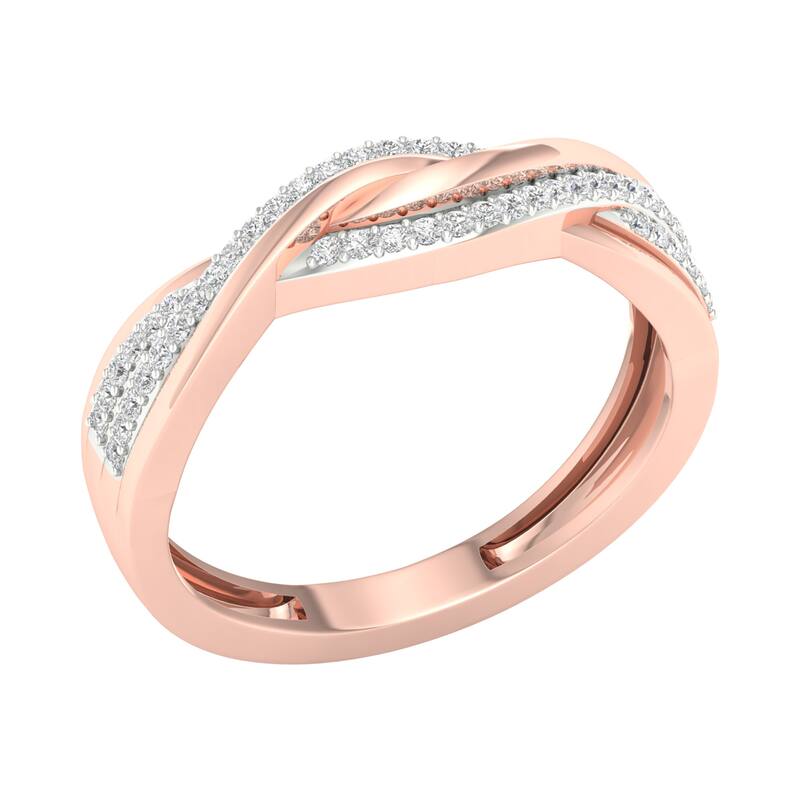 1/6ct TDW Diamond Criss Cross Promise Band in 10K Gold for Women
