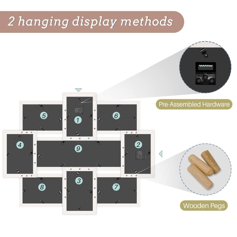 HELLO LAURA 8 Opening Family 6" x 4" Opening Wall Hanging Photo Frame