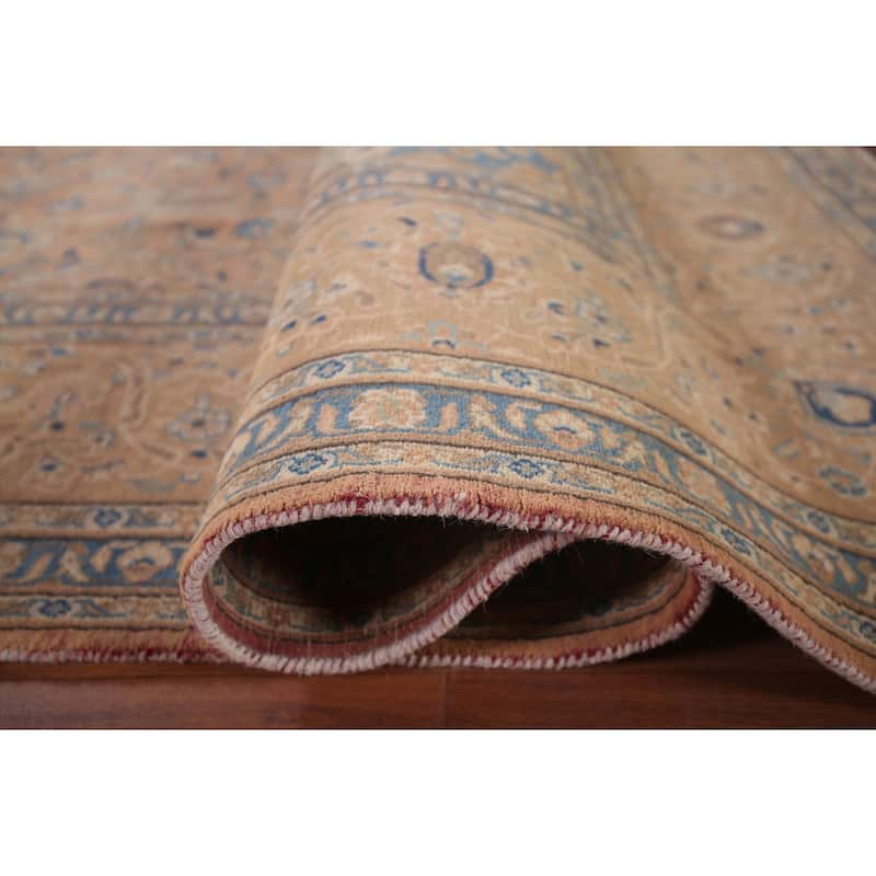 Traditional Mashad Persian Vintage Area Rug Hand-Knotted Wool Carpet - 9'4"x 12'5"