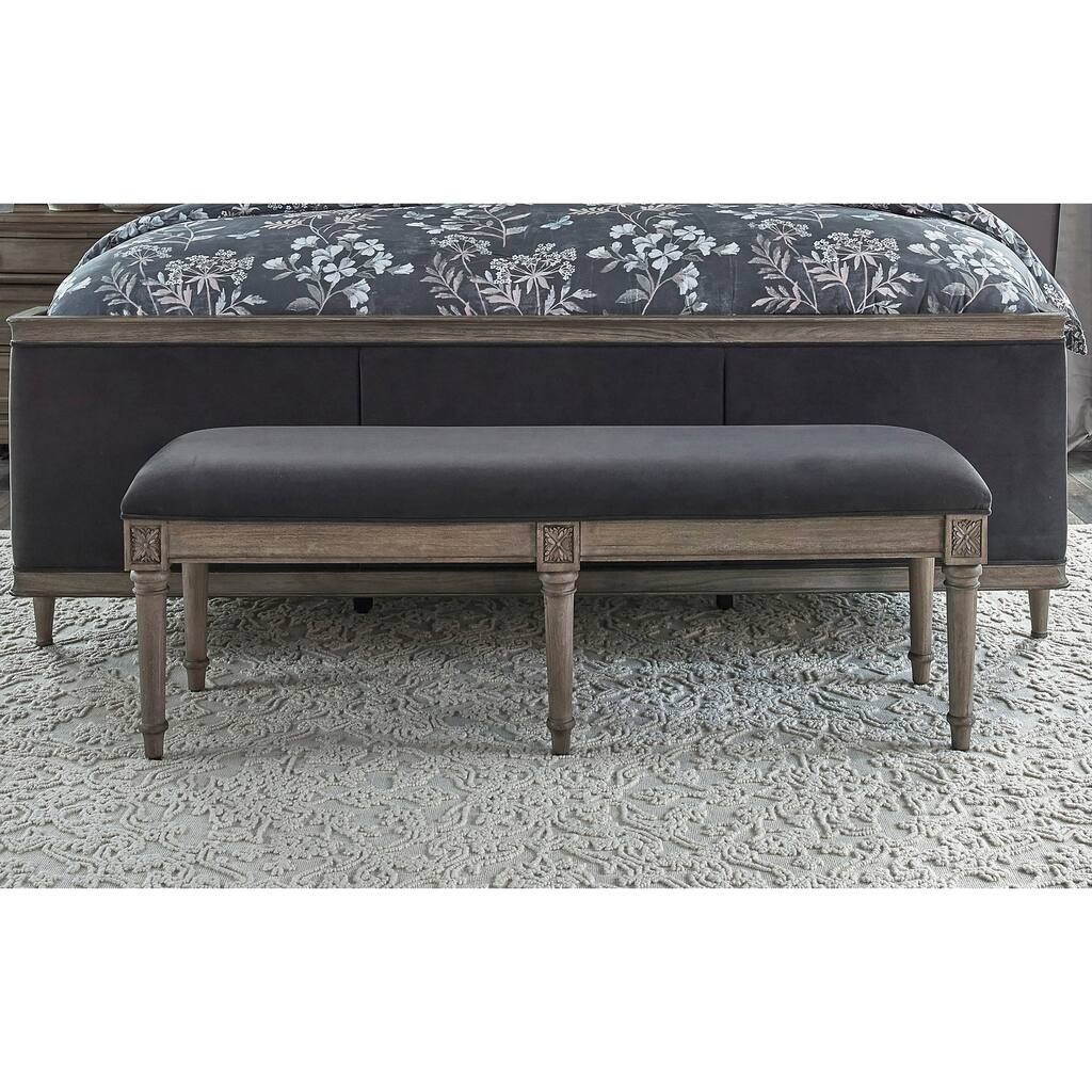 The Gray Barn Peony Road French Grey Upholstered Bench