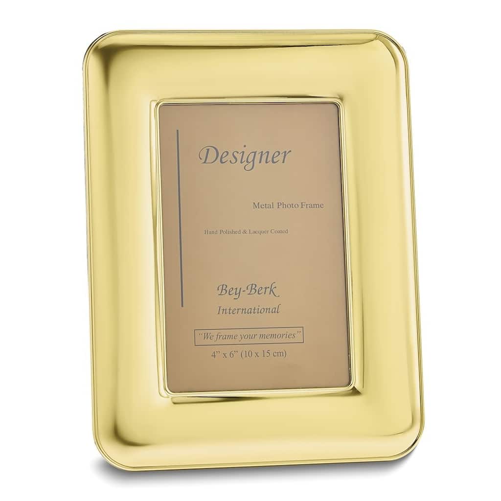 Curata Solid Brass Polished Lacquer-Coated 4x6 Photo Frame