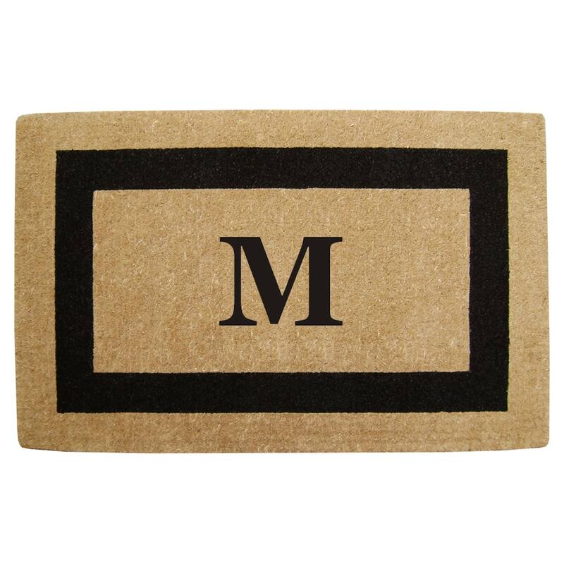 Heavy-duty Coir Fiber Single Black Framed Letter Monogrammed Doormat - 30 inches x 48 inches - M