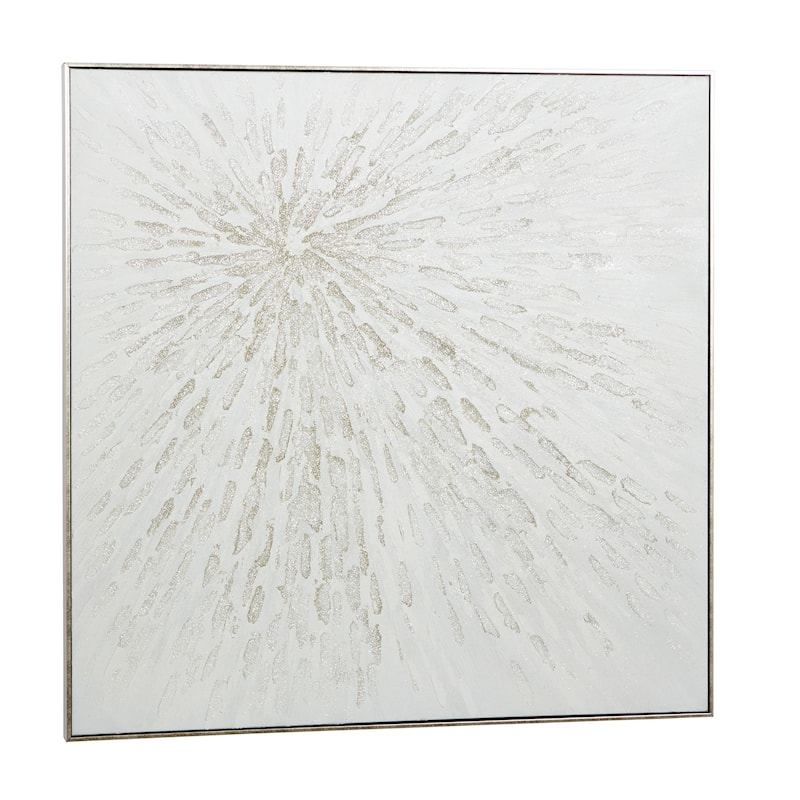 Canvas Starburst Abstract Metallic Living Room Framed Wall Art with Silver Foil Accents - White - CosmoLiving by Cosmopolitan - Gold