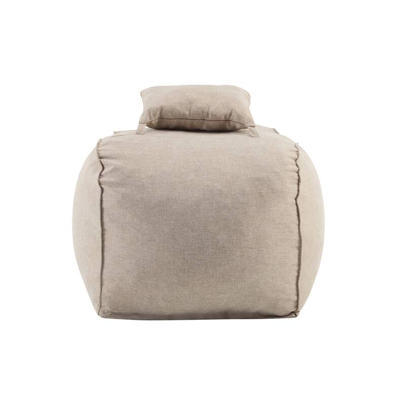 Roomfitters Lemoore Outdoor Bean Bag Lounge Chair with Headrest, Water Resistant, Dark Beige