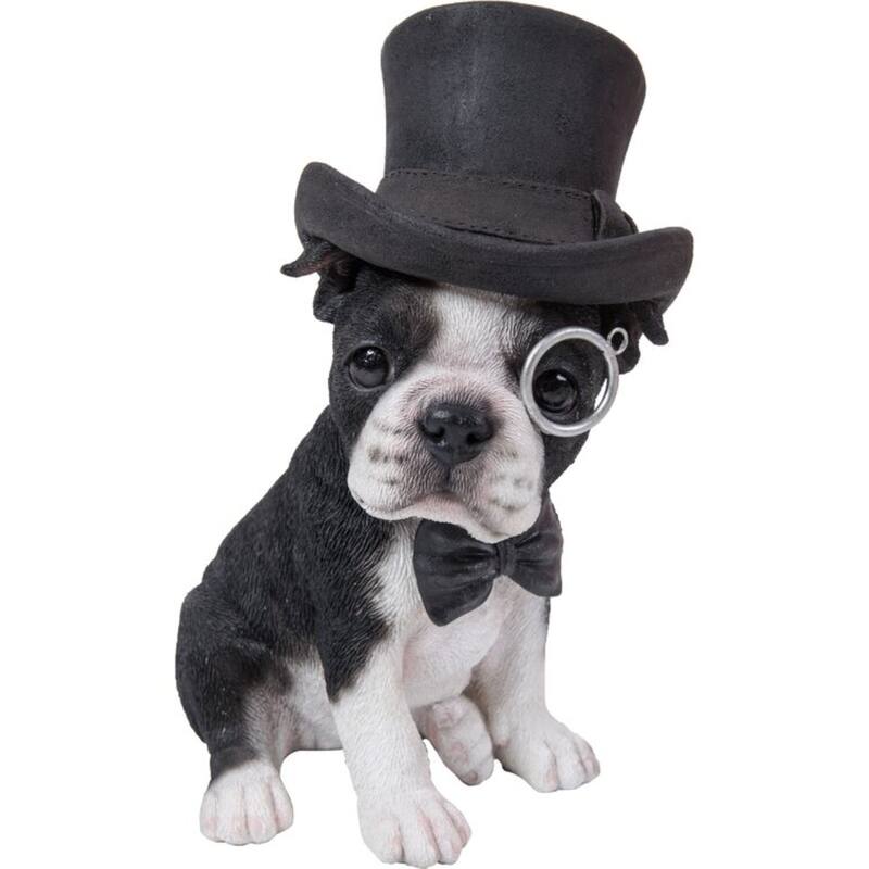 8" Boston Terrier with Hat Outdoor Garden Statue