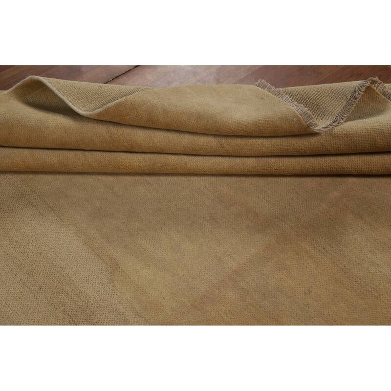 Modern Gabbeh Oriental Area Rug Handmade Solid Yellow Wool Carpet - 6'5" x 9'3"