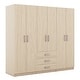 preview thumbnail 8 of 7, 68" High Armoire Closet Cabinet for Bedroom, Classic Brown Freestanding Floor Big Wardrobe with Hanging Clothes Rod & Drawers