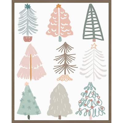 Christmas Tree Sketchbook II by June Erica Vess (23 x 28 in.), Framed Canvas Wall Art Print - Sylvie Dark Gold