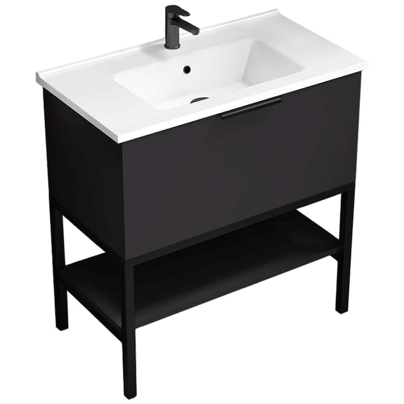 Nameeks Bodrum-3318 Bodrum 30" Free Standing Single Basin Vanity Set - Matte Black - Anthracite Finish