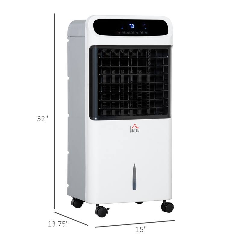 32 Inch Mobile Evaporative Air Cooler, 3-in-1 Ice Cooling Fan Humidifier with Remote, Timer, 3.2 Gal Tank