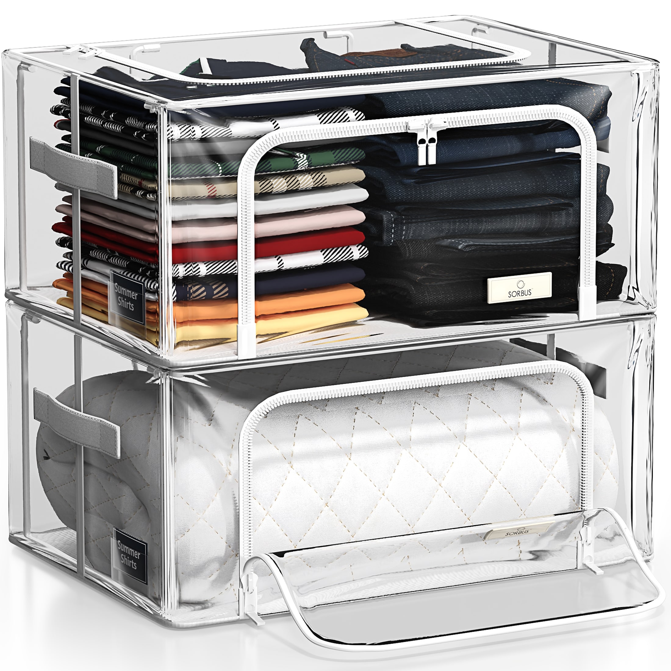 Sorbus Storage Bins with Metal Frame - Stackable & Foldable Clothes Organizer Bags with & Carry Handles Organization